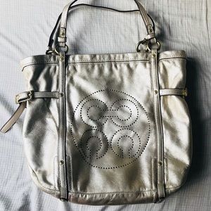 Coach gold tote bag